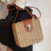 Handmade Candy Color Women's Straw Bag Female Shoulder Crossbody Bags Bohemia Summer Woven Beach Bag Knitted Square Box Handbag