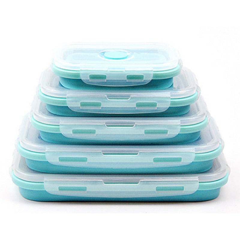 Collapsible Silicone Food Storage Container BENTO Box with lid for