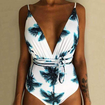 White Print / M ZERZERONE One Piece Swimsuit  -  Cheap Surf Gear